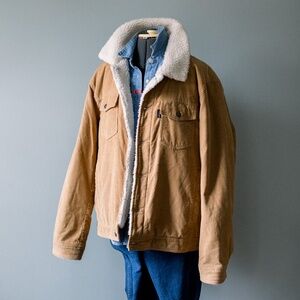 Calvin Klein - Corduroy & Sherpa Tan Trucker Jacket - Men's XL